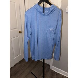 Guy Harvey heather blue performance long-sleeve hooded t-shirt XL Summer Vacay